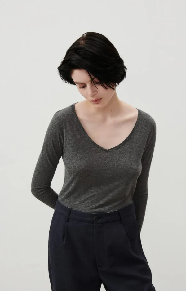 American Vintage | Damen-T-Shirt Jacksonville Anthrazit Meliert