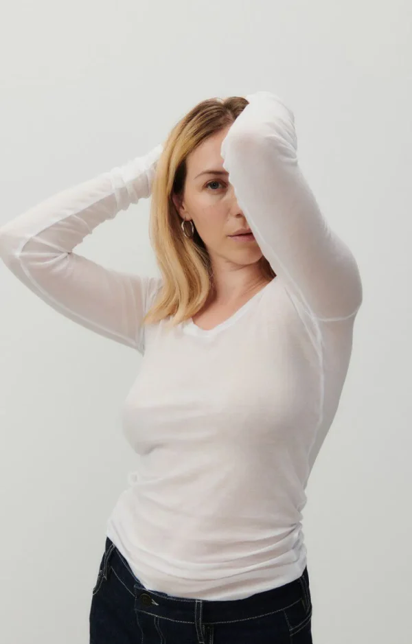 American Vintage | Damen-T-Shirt Massachusetts Weiss