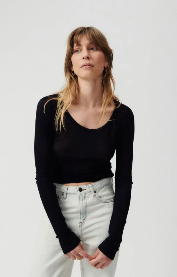 American Vintage | Damen-T-Shirt Massachusetts Schwarz