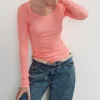 American Vintage | Damen-T-Shirt Massachusetts Koralle