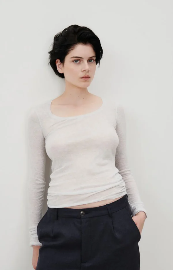 American Vintage | Damen-T-Shirt Massachusetts Grau Meliert