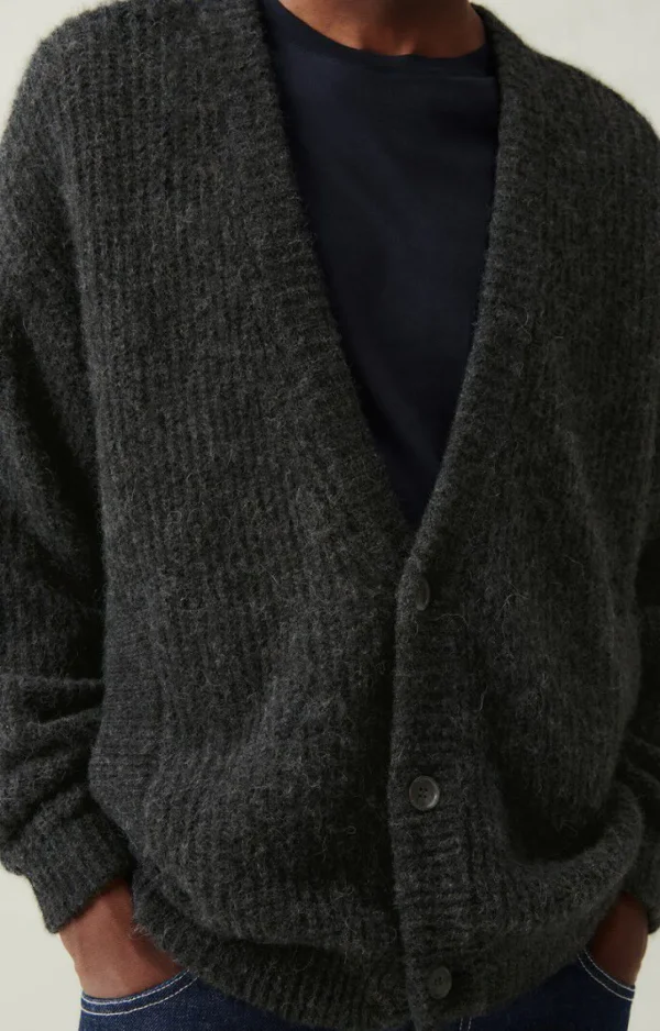 American Vintage | Herrencardigan East Anthrazit Meliert