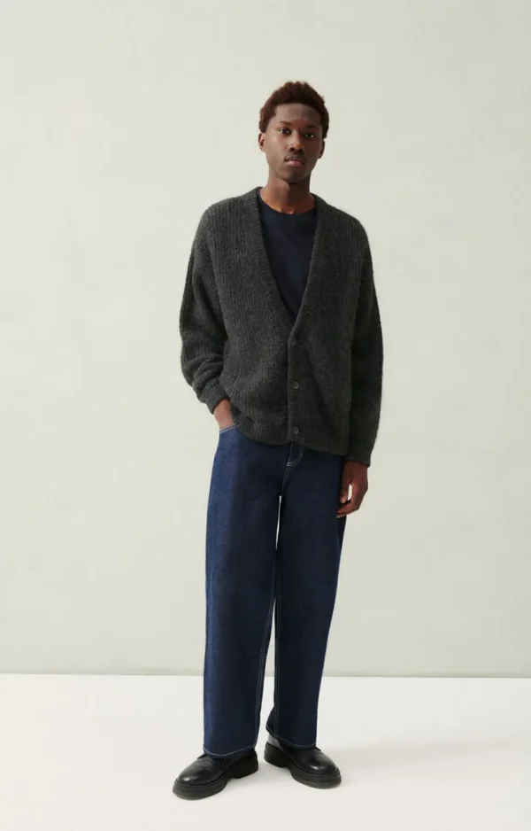 American Vintage | Herrencardigan East Anthrazit Meliert