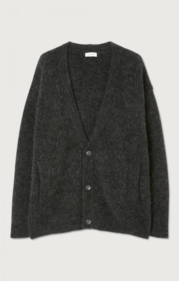 American Vintage | Herrencardigan East Anthrazit Meliert