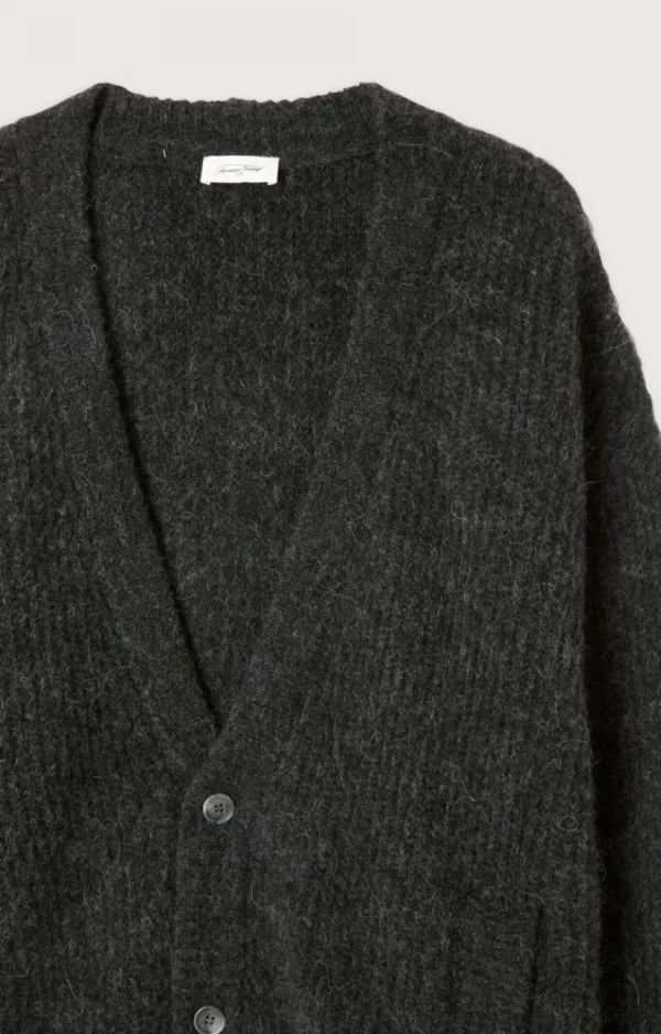 American Vintage | Herrencardigan East Anthrazit Meliert