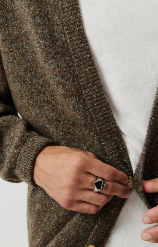 American Vintage | Herrencardigan Pyatury Braun Multimeliert