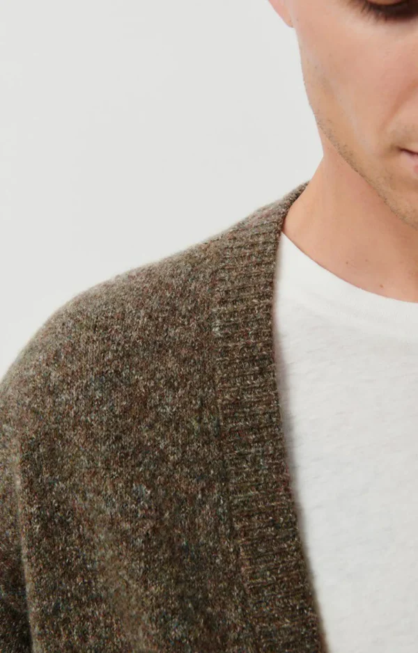 American Vintage | Herrencardigan Pyatury Braun Multimeliert
