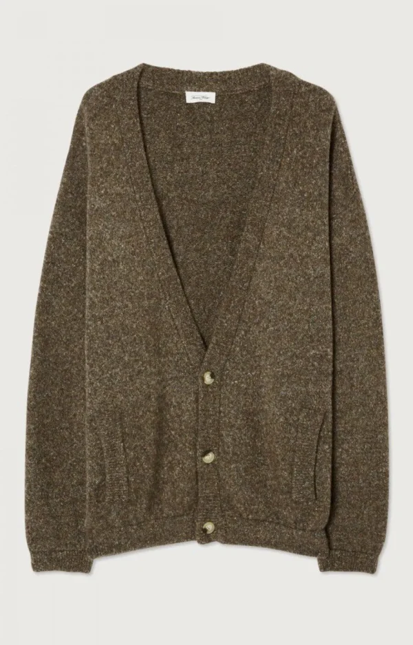 American Vintage | Herrencardigan Pyatury Braun Multimeliert